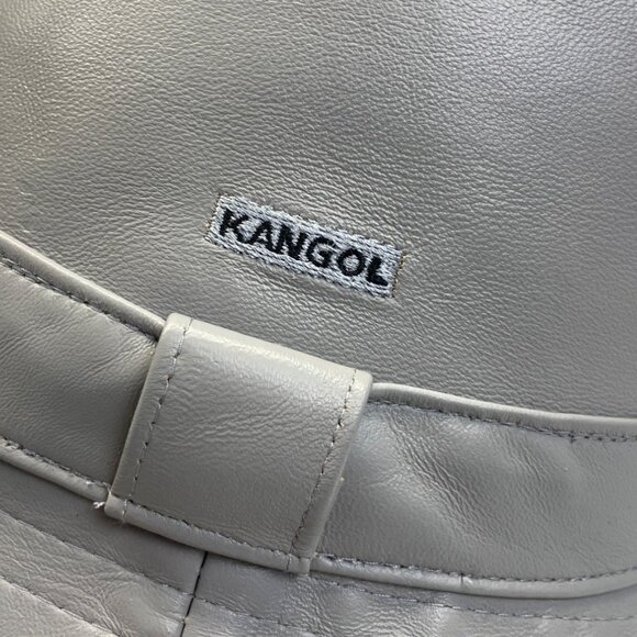 Vintage Kangol Unisex Gray Leather Fedora Hat Sz L -  17in Head Cirunmference - Picture 9 of 13